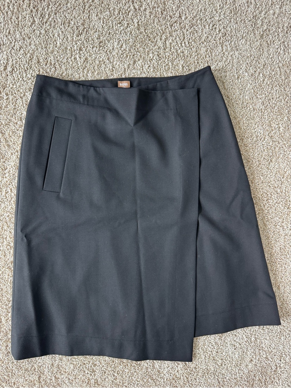 BOSS Black Midi Wrap-Style Pencil Skirt